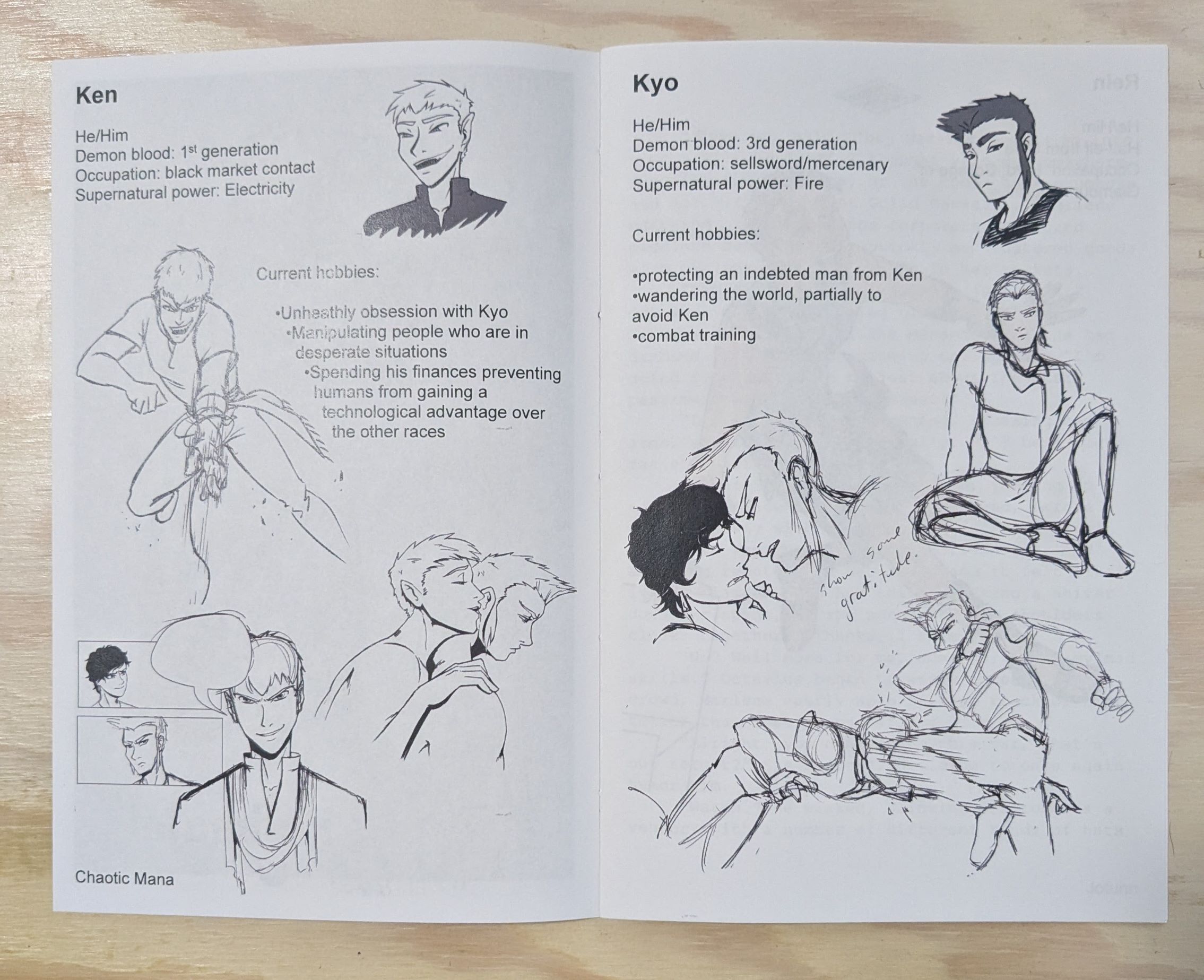 image of the two pages I submitted for the OC zine I organized with some online friends