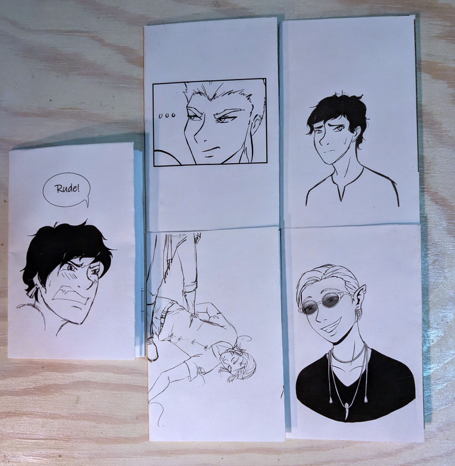 character zines lined up to show off the covers. Inside was a mix of work from comics to kinky sketches.