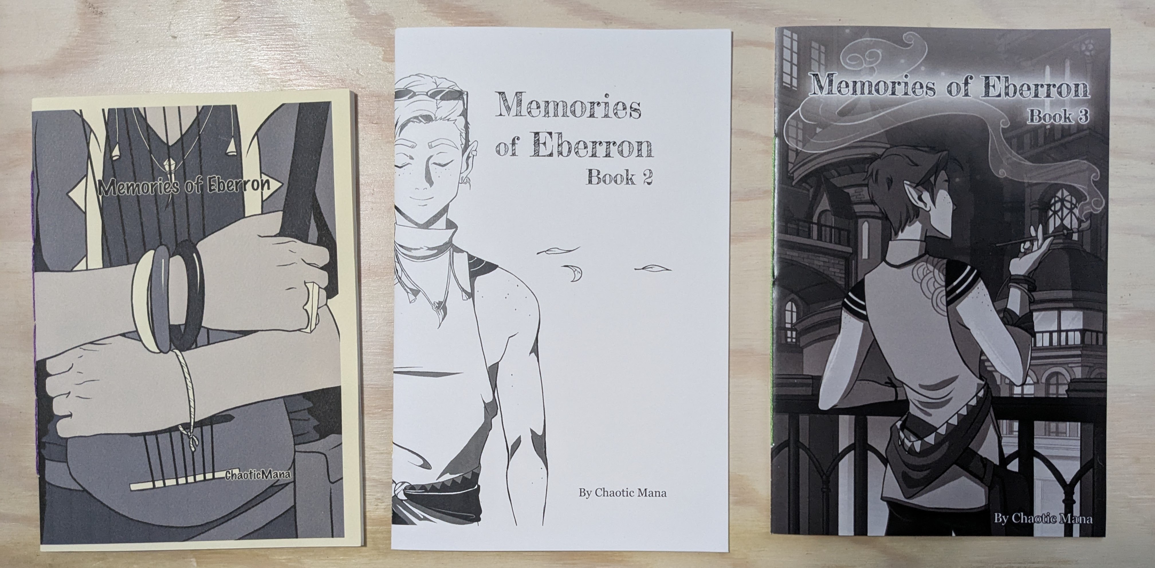 my three D&D zines placed side by side for me to see how much I'm improved